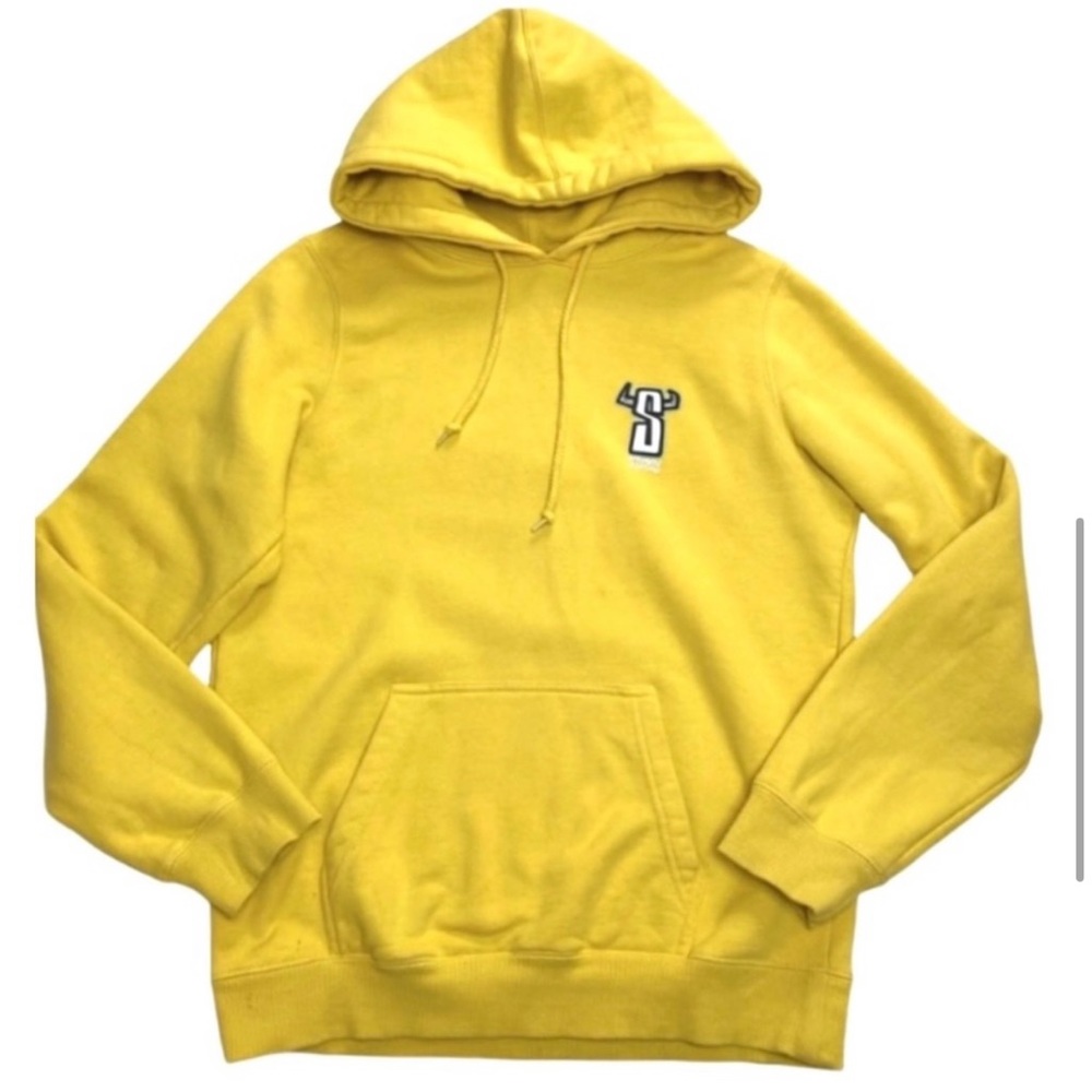 Stussy S-Horns Back Logos Hoodie Pullover Sweatshirt in Yellow